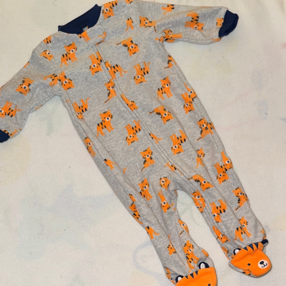 NWOT, Cozy Gray and Orange Animal Print Footie
